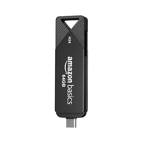 Amazon Basics 64GB Flash Drive | 150+ Mbps Read/Write Speed | Dual Interface Type C & USB 3.0 | High-Speed Data Transfer (Metal)